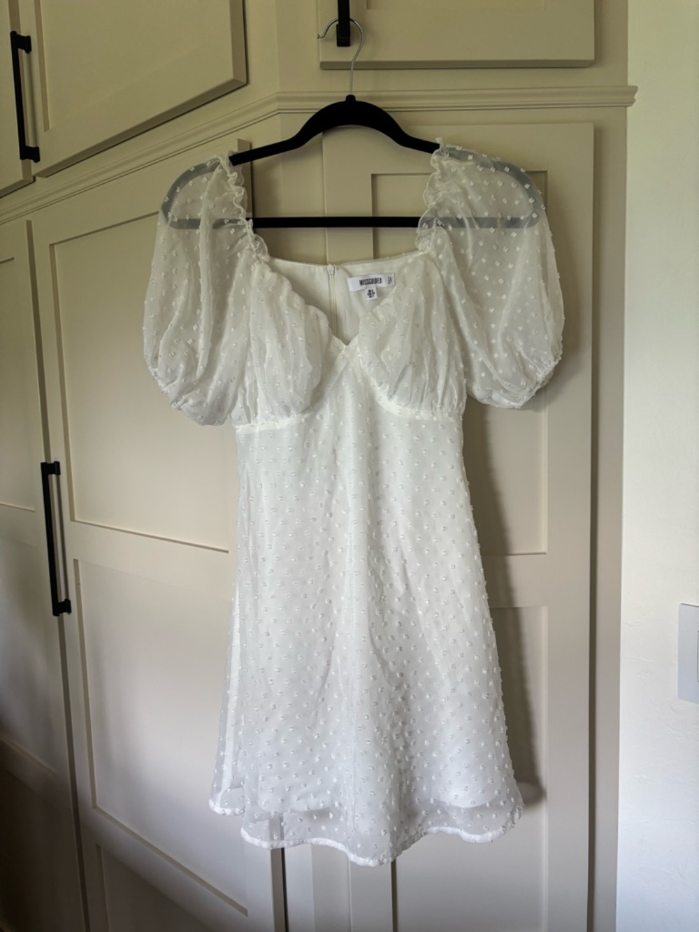 Missguided White Milkmaid Puff Sleeve A Line Fairy Bridal Euro Summer Dress Sz S